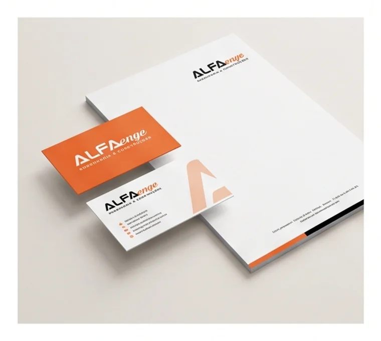 Cartão de visita e papel timbrado da Alfaenge