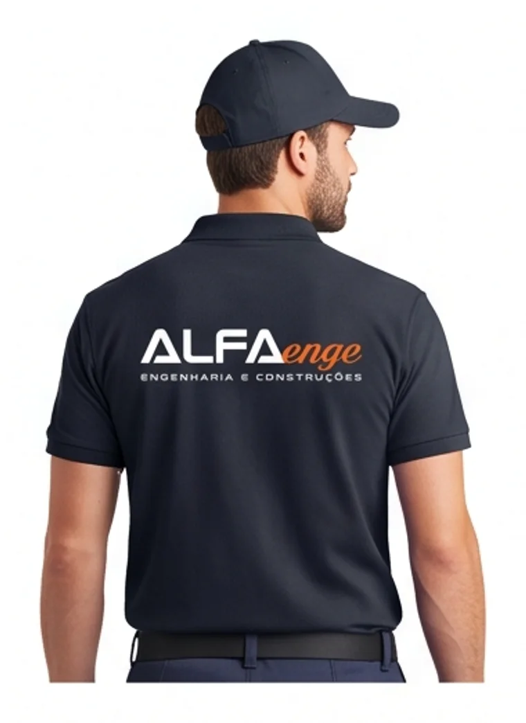 Camisa polo e boné com a marca Alfaenge