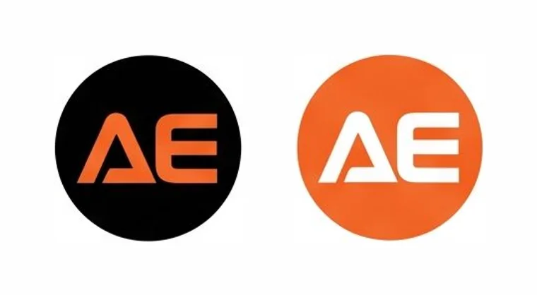 Monograma AE da Alfaenge, nas versões preta e laranja