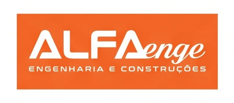 Versão negativa do logotipo da Alfaenge, em branco sobre laranja