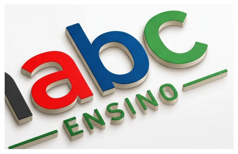 Letras em relevo do letreiro da Alphabc Ensino