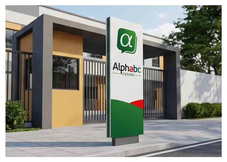 Totem de fachada da Alphabc Ensino
