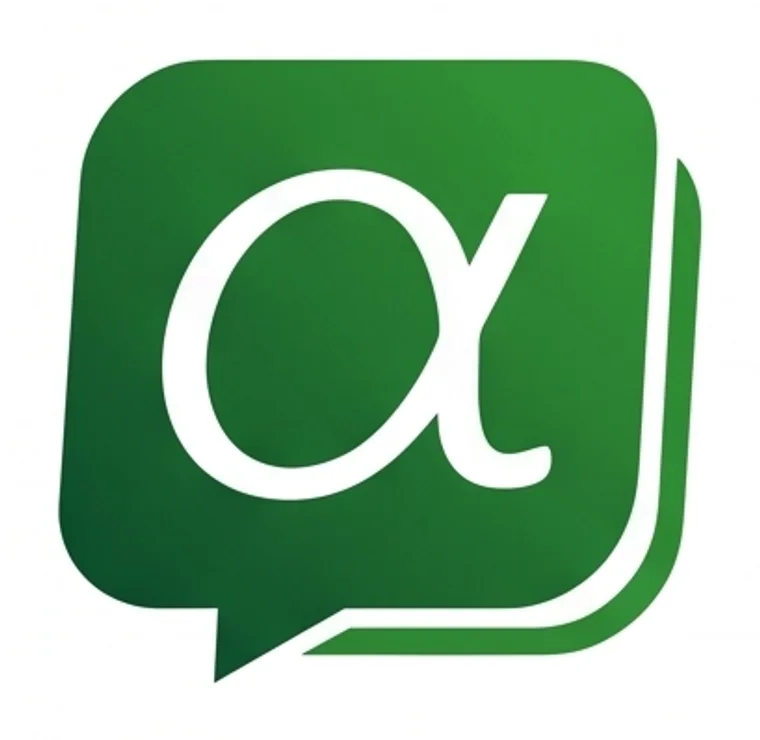 Símbolo da Alphabc Ensino, o alfa no bloco verde