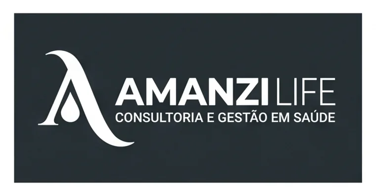 Versão negativa do logotipo da Amanzi Life, em branco sobre fundo escuro