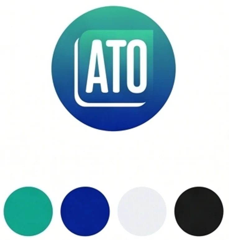 Símbolo da ATO Engenharia, as letras ATO no escudo em círculo