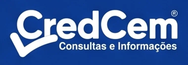 Versão negativa do logotipo da CredCem, em branco sobre azul