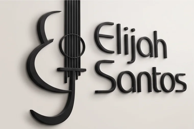 Letras em relevo do letreiro de Elijah Santos