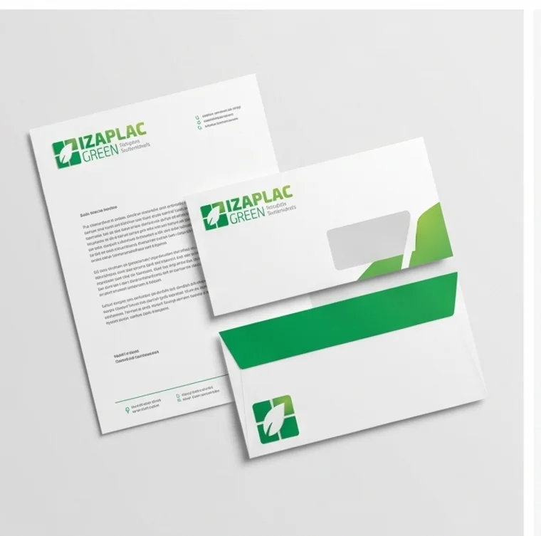 Papel timbrado e envelope da Izaplac Green