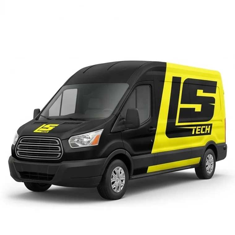 Van da LS Tech com a marca aplicada