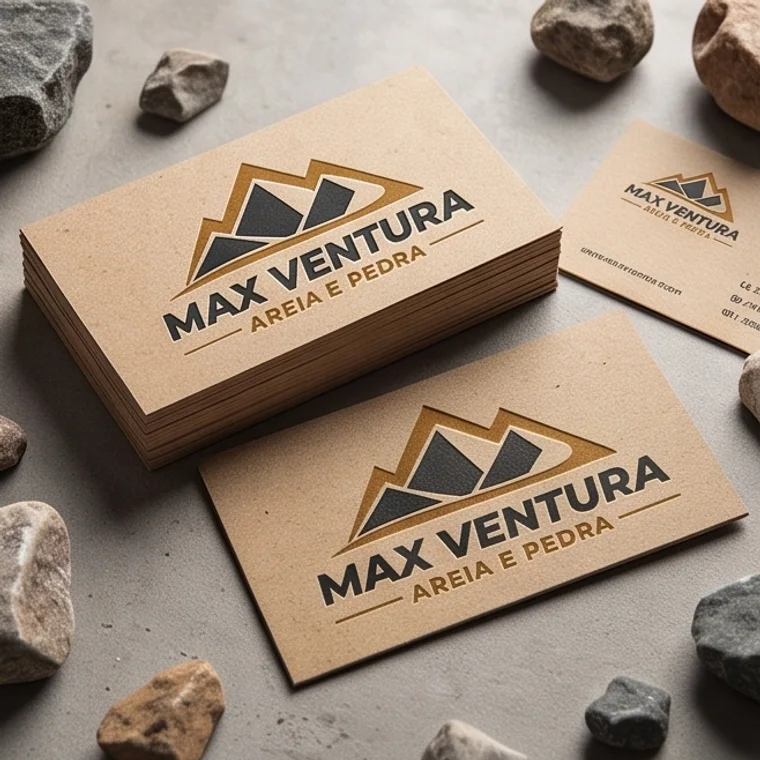 Cartões de visita da Max Ventura, em papel kraft