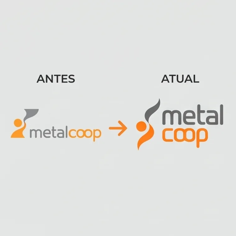 Comparação do logotipo antigo e do novo da Metalcoop