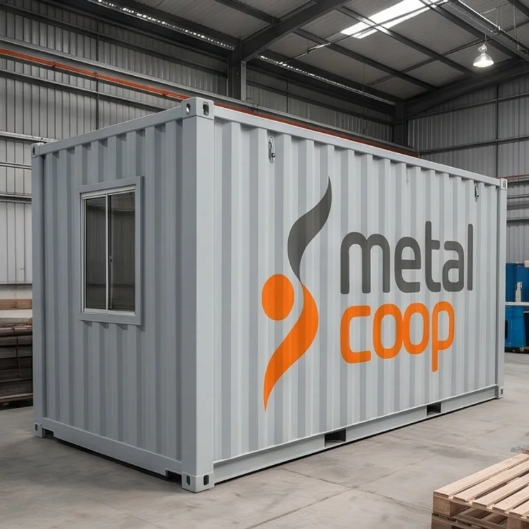 Container da Metalcoop com a marca aplicada na lateral