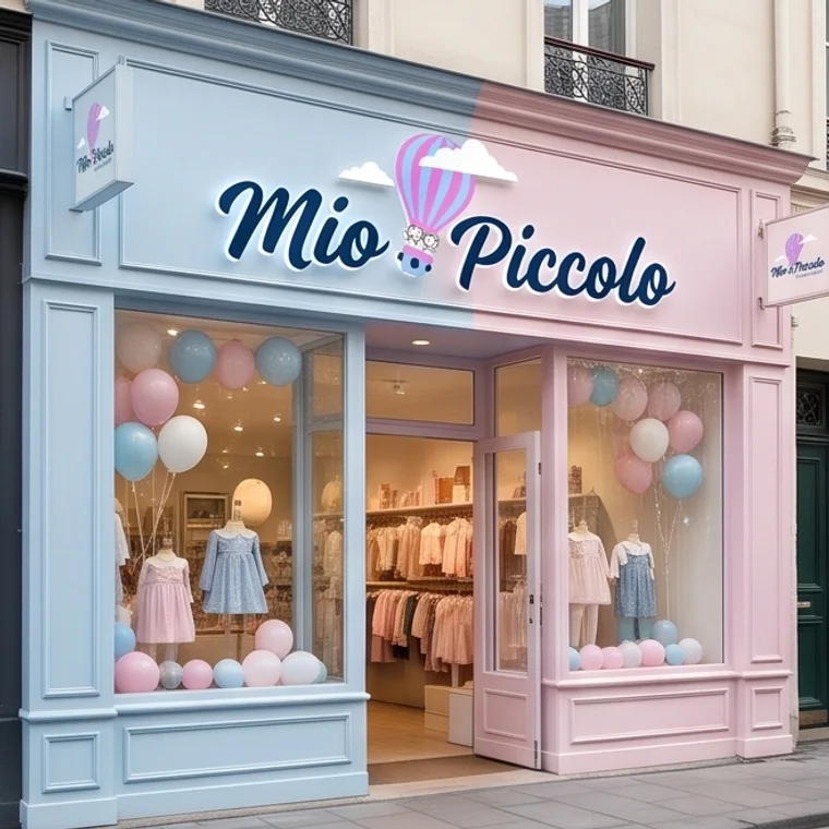 Fachada da loja Mio Piccolo com a marca aplicada