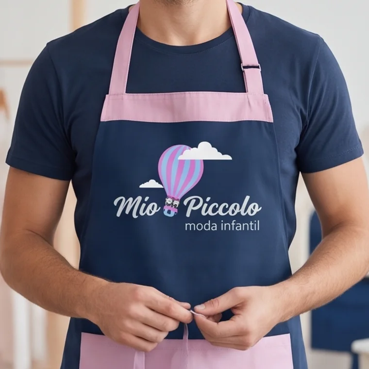 Avental com a marca Mio Piccolo bordada