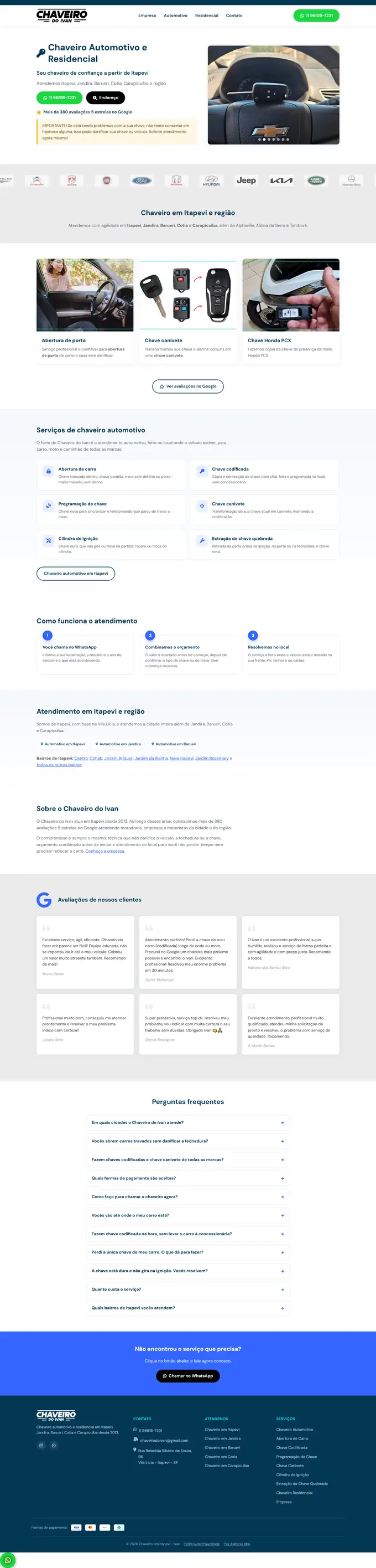 Site da Chaveiro do Ivan desenvolvido pela Agência Aba