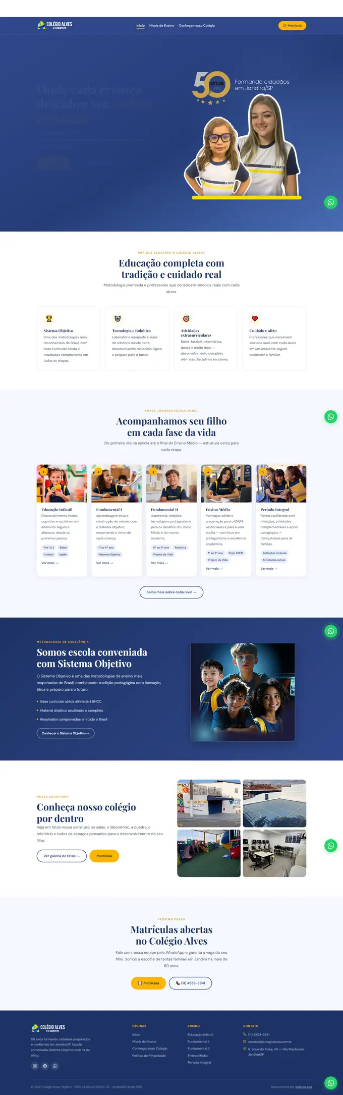 Site da Colégio Alves Objetivo desenvolvido pela Agência Aba