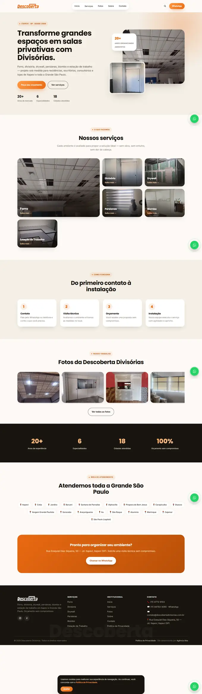 Site da Descoberta Divisórias desenvolvido pela Agência Aba