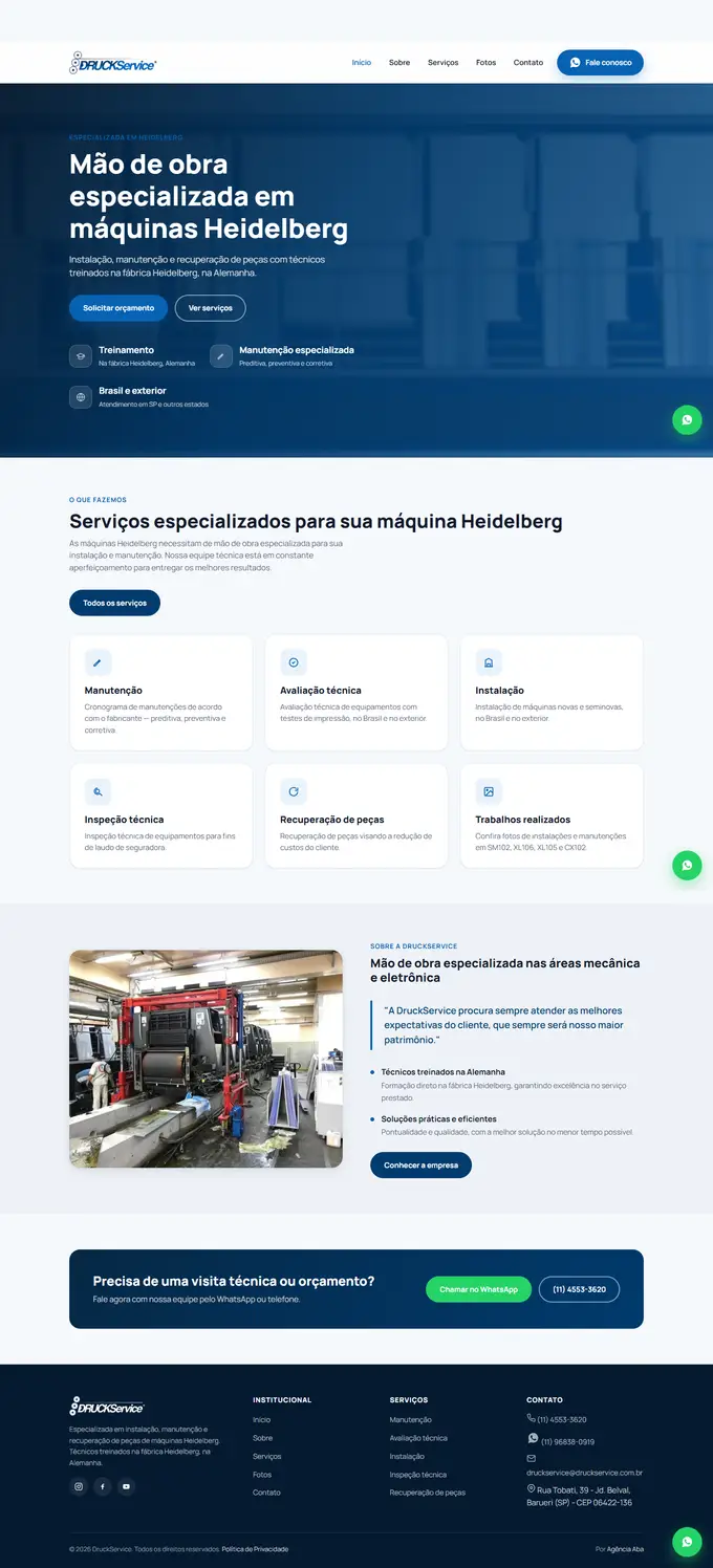 Site da DruckService desenvolvido pela Agência Aba