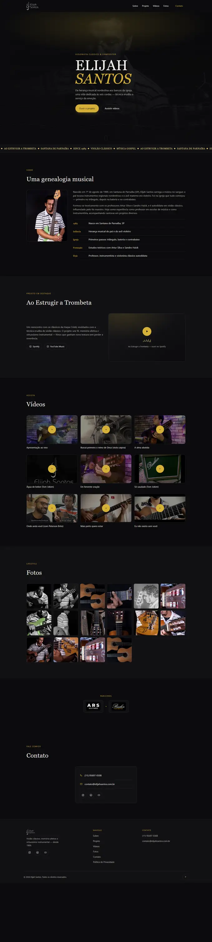 Site da Elijah Santos desenvolvido pela Agência Aba