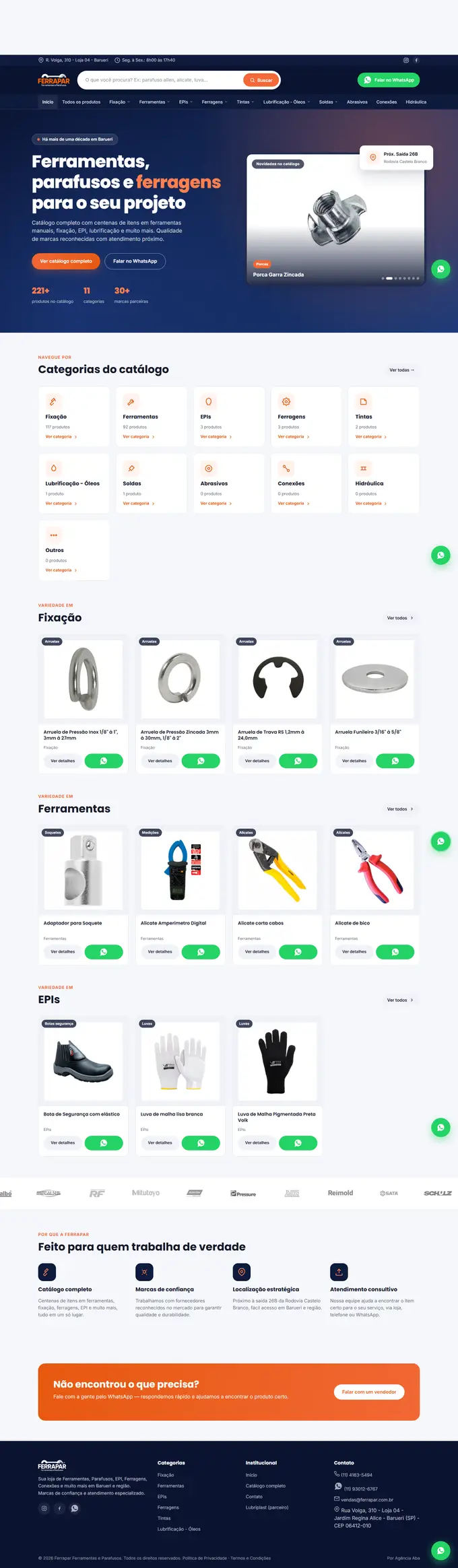 Site da Ferrapar desenvolvido pela Agência Aba
