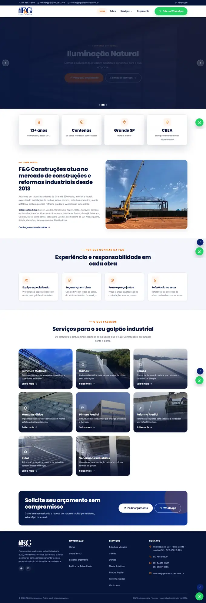 Site da F&G Construções desenvolvido pela Agência Aba