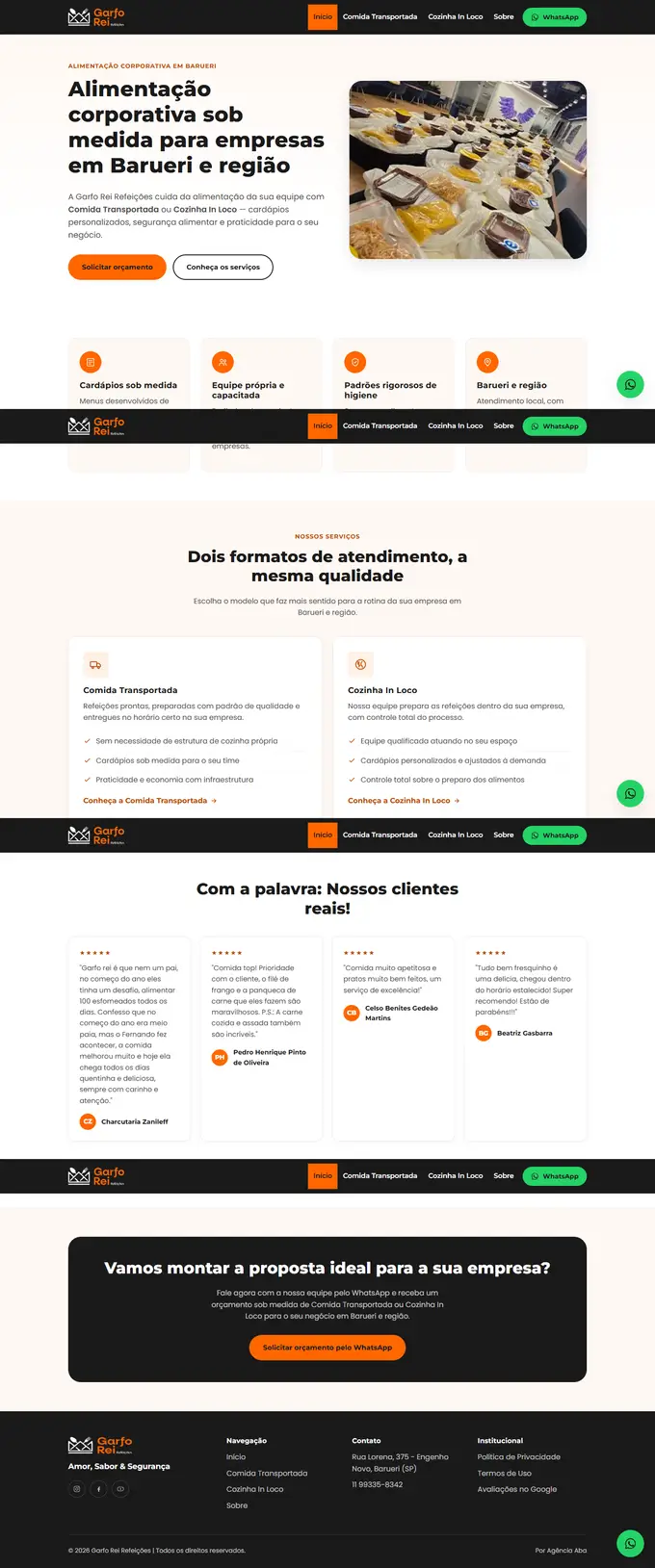 Site da Garfo Rei desenvolvido pela Agência Aba