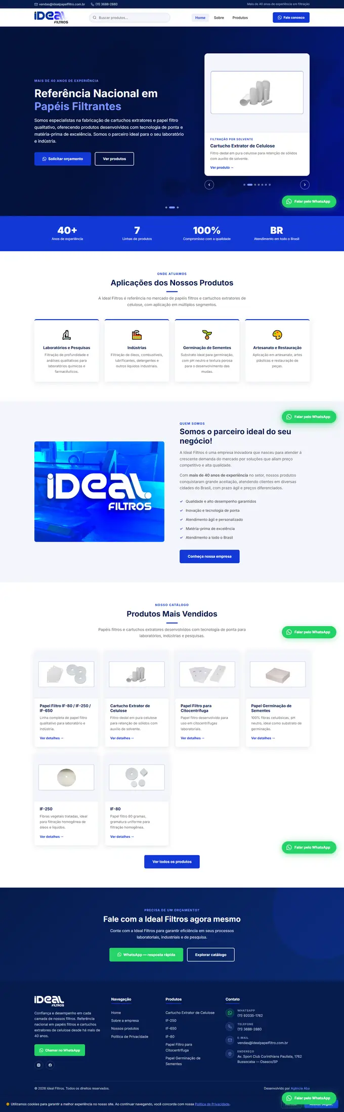 Site da Ideal Filtros desenvolvido pela Agência Aba