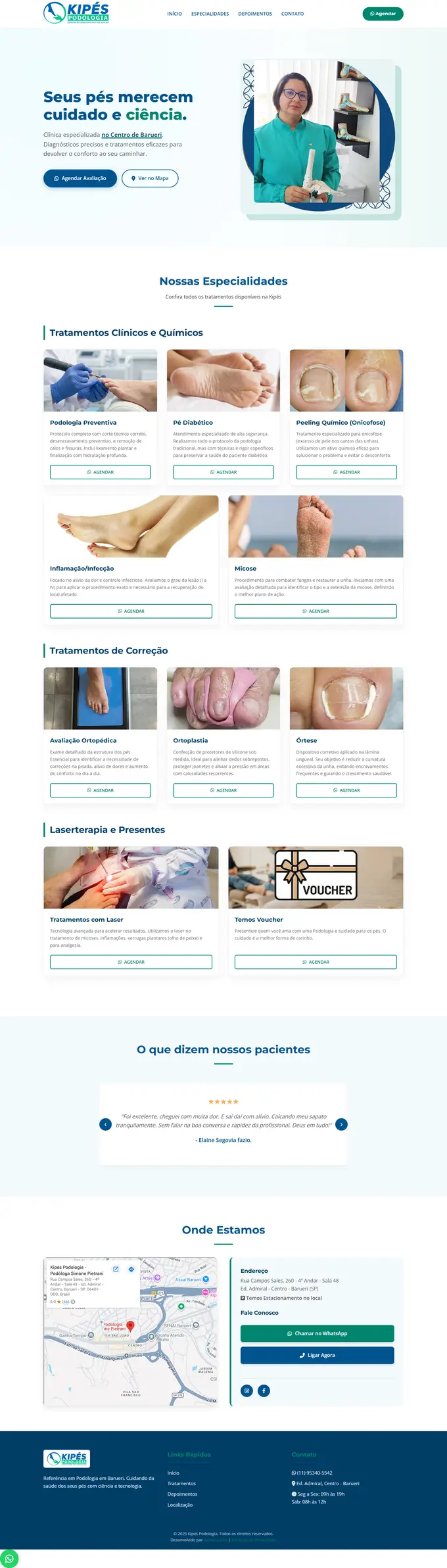 Site da Kipés Podologia desenvolvido pela Agência Aba