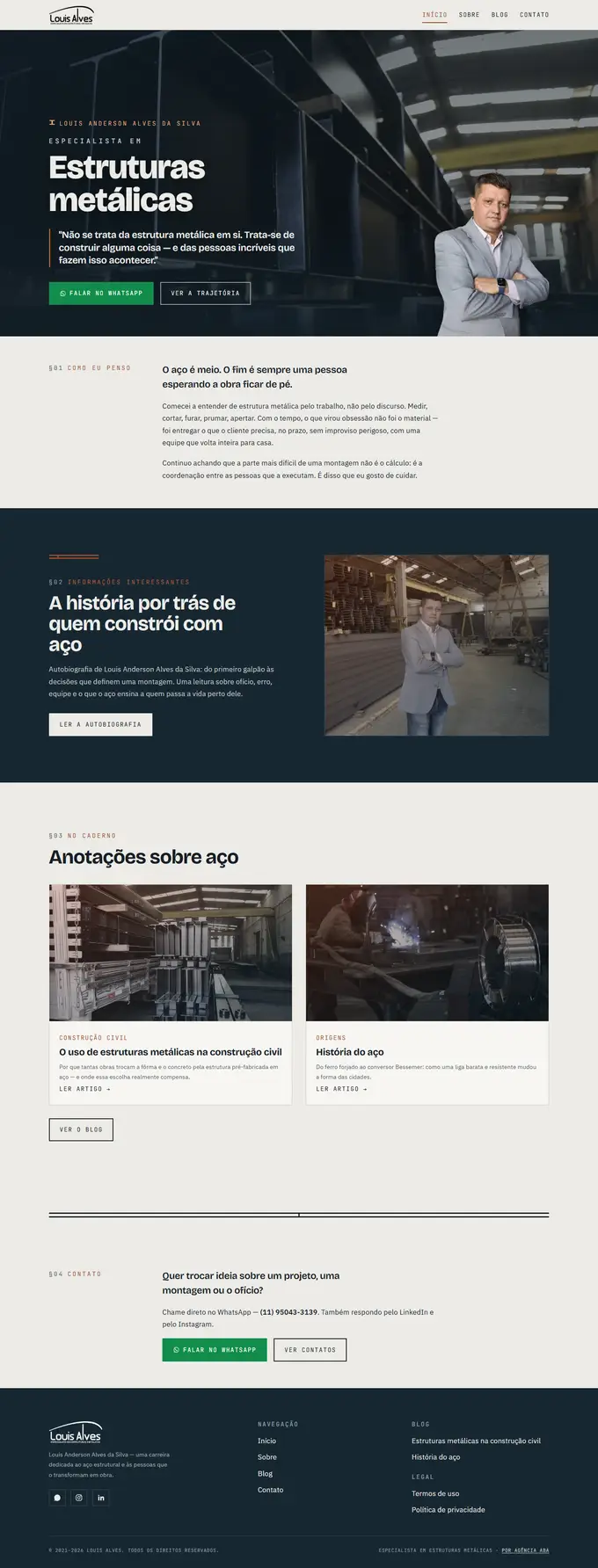 Site da Louis Alves desenvolvido pela Agência Aba