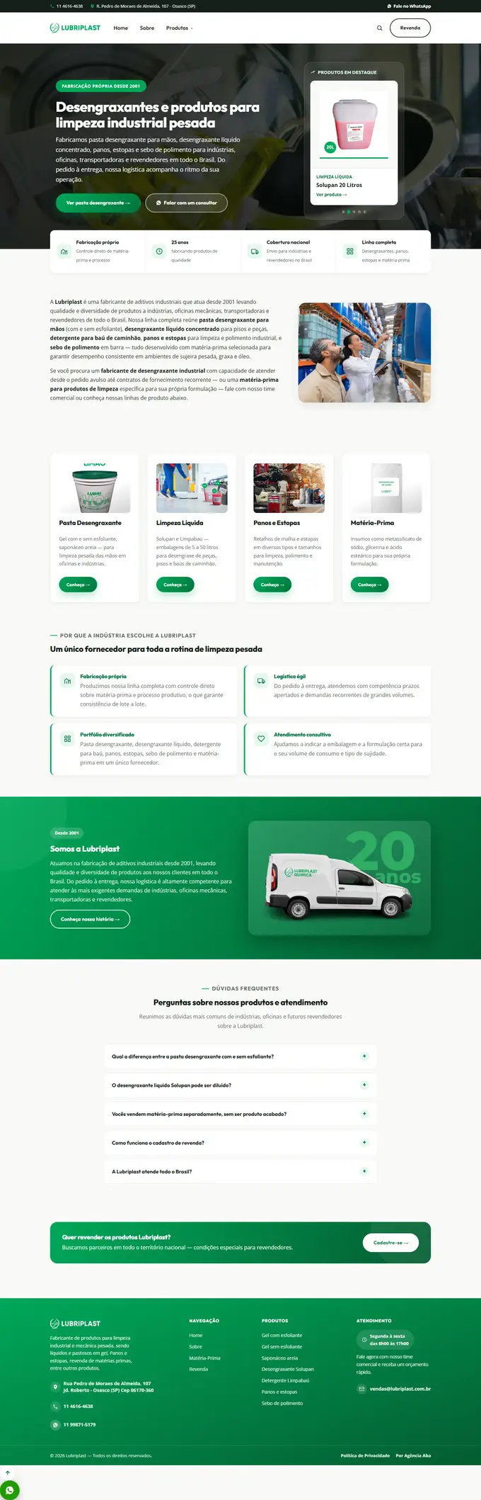 Site da Lubriplast desenvolvido pela Agência Aba