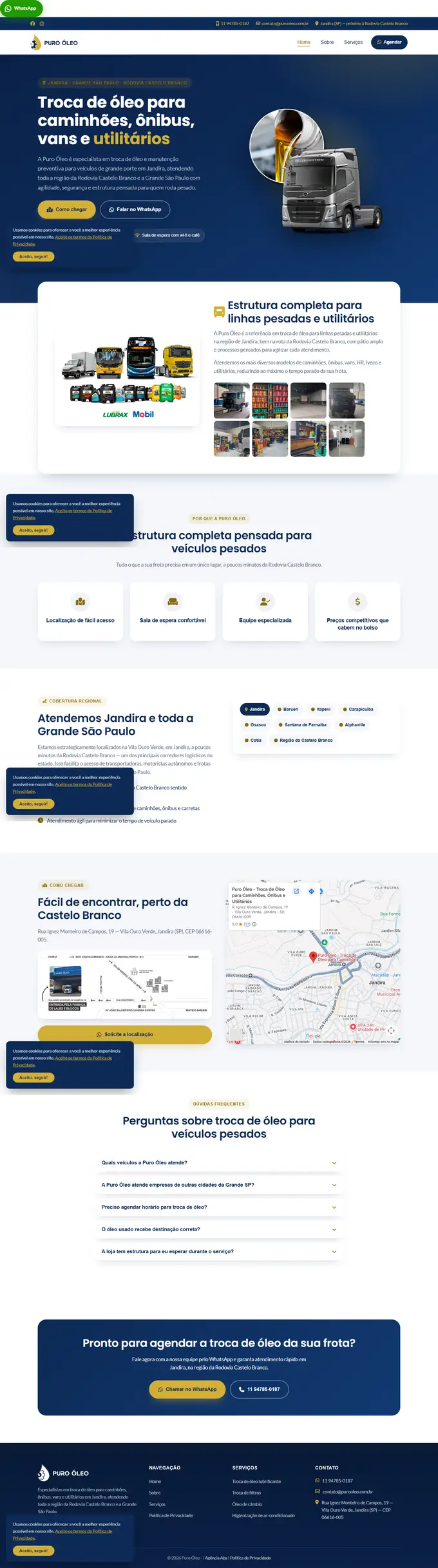 Site da Puro Óleo desenvolvido pela Agência Aba