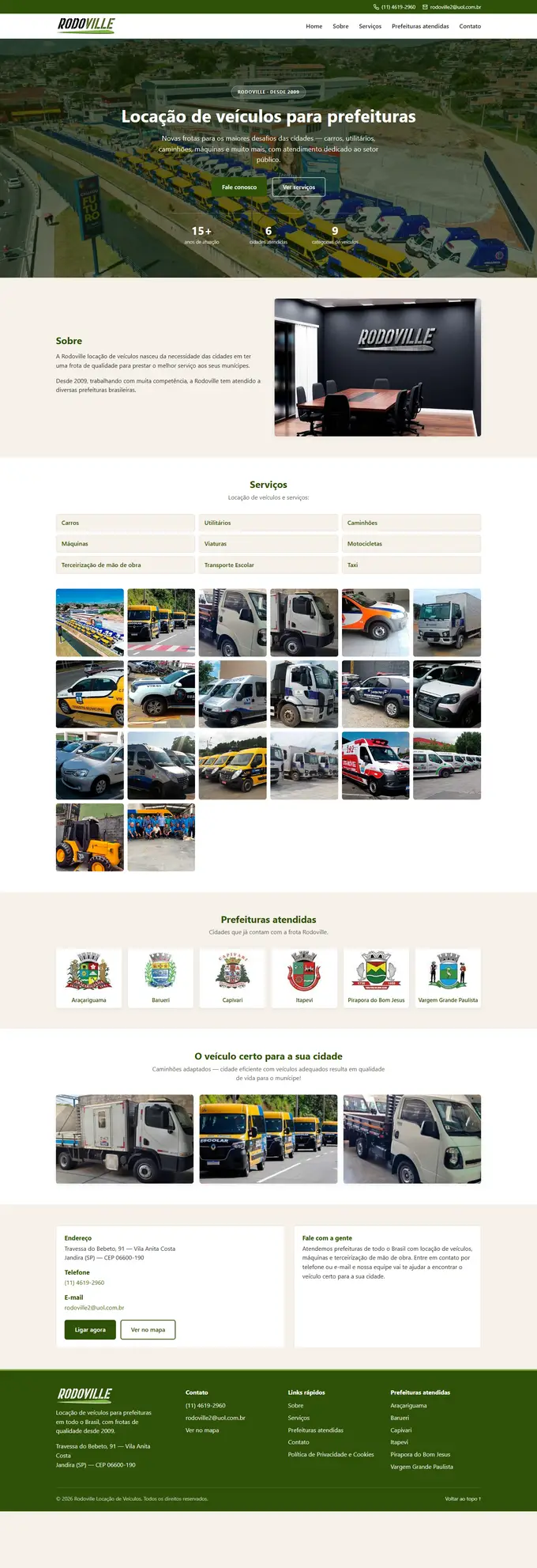 Site da Rodoville desenvolvido pela Agência Aba