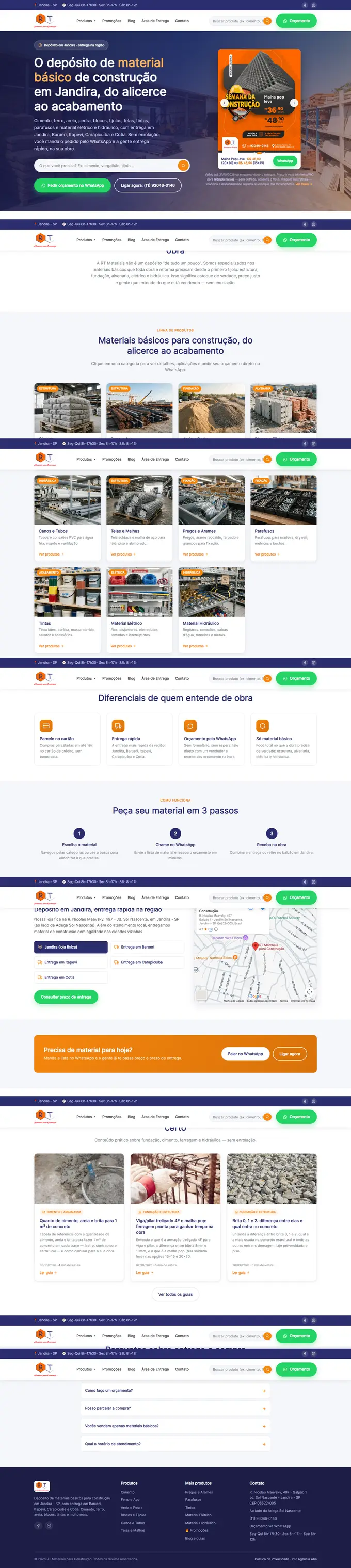 Site da RT Materiais desenvolvido pela Agência Aba