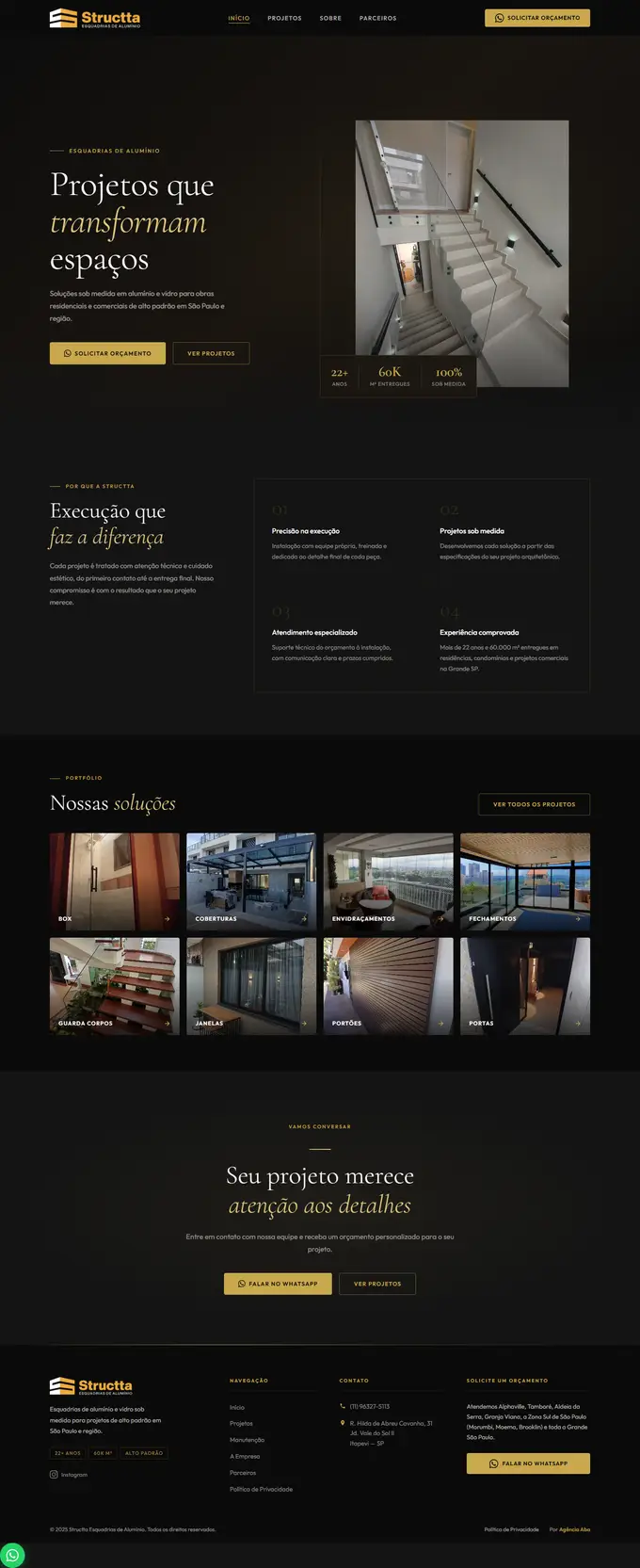 Site da Structta desenvolvido pela Agência Aba