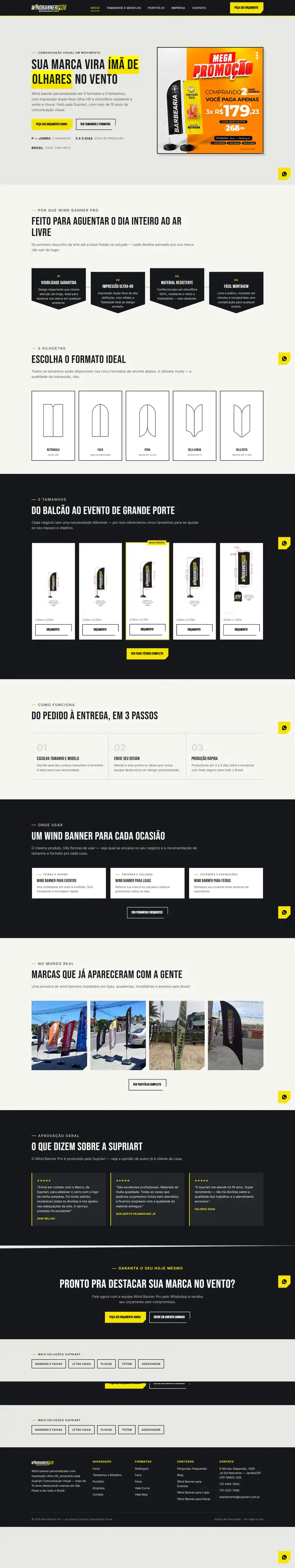 Site da Wind Banner Pro desenvolvido pela Agência Aba